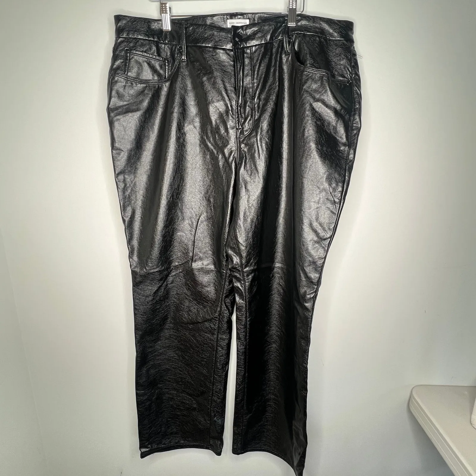 Good American Black Faux Textured Leather Pants Curve Plus Size 16 - Image 2