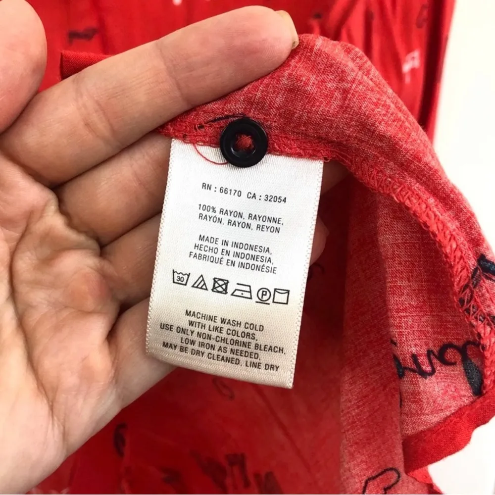 Anthropologie Maeve London Paris Button Down Top Blouse With Collar Size 4 Red - Image 4