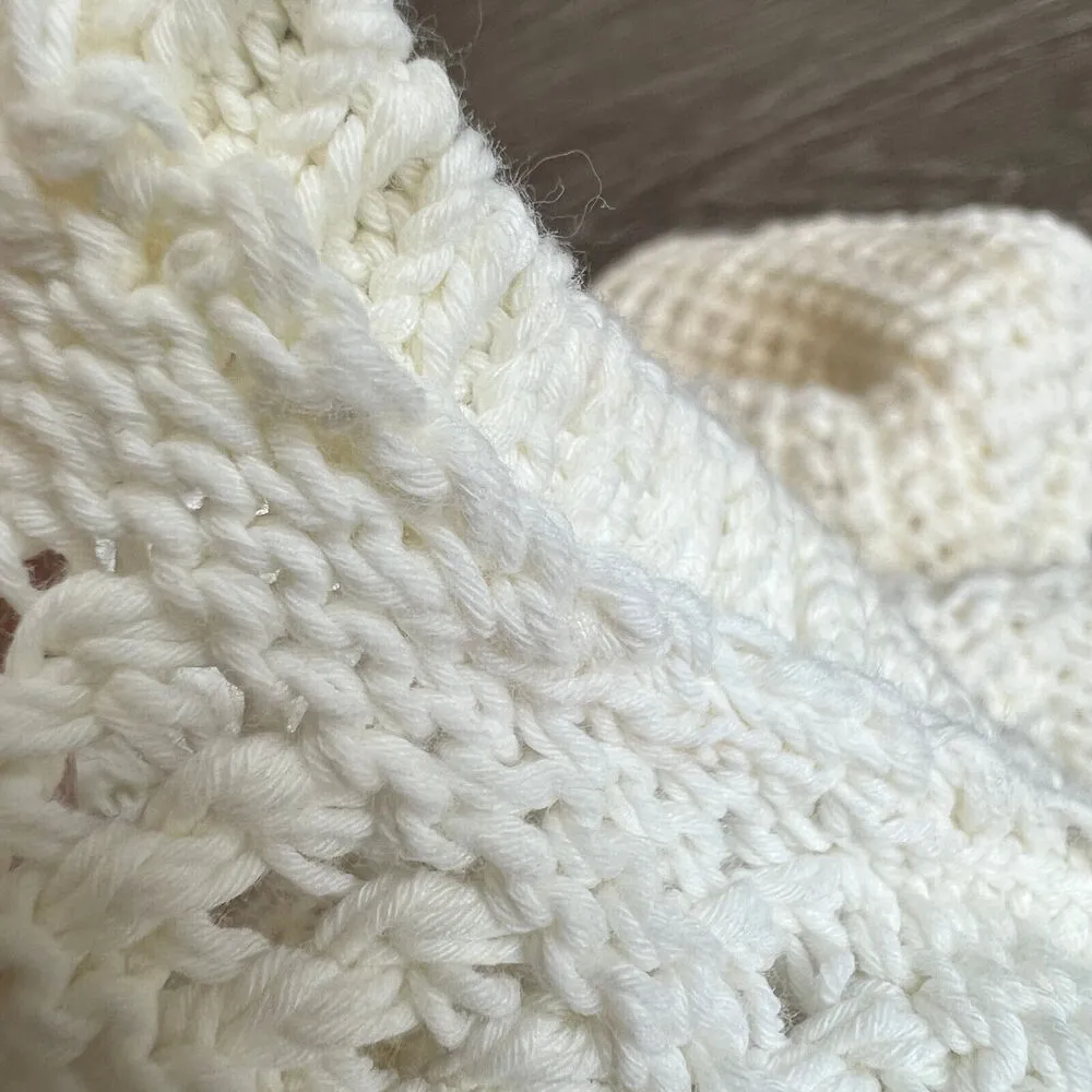 Madewell Crochet Knit Sweater Top Small White Sleeveless Flaw - Image 10