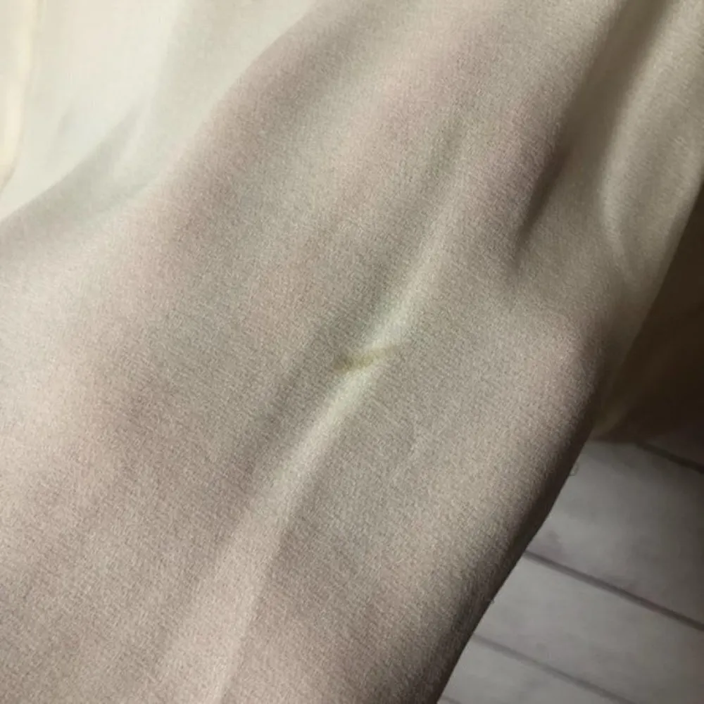 Alice + Olivia Ivory White Sheer Roll Sleeve Faux Leather Trim Long Sleeve S - Image 5