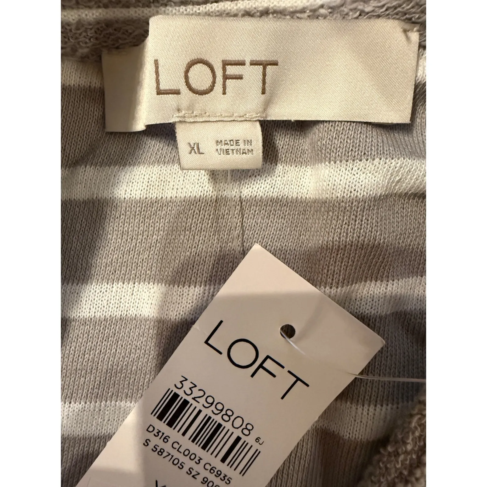 LOFT NWT Striped T-Shirt Dress Size XL Gray White Short Sleeve Casual Soft Knit - Image 3