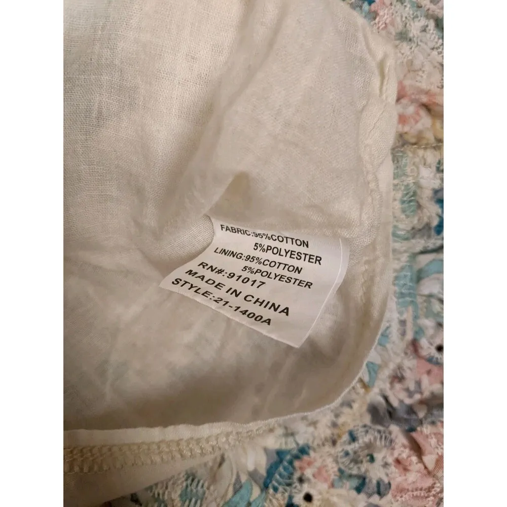 SOLITAIRE Sz L Floral Eyelet Ruffle Cottage Summertime Boho Peasant Mini Skirt - Image 7