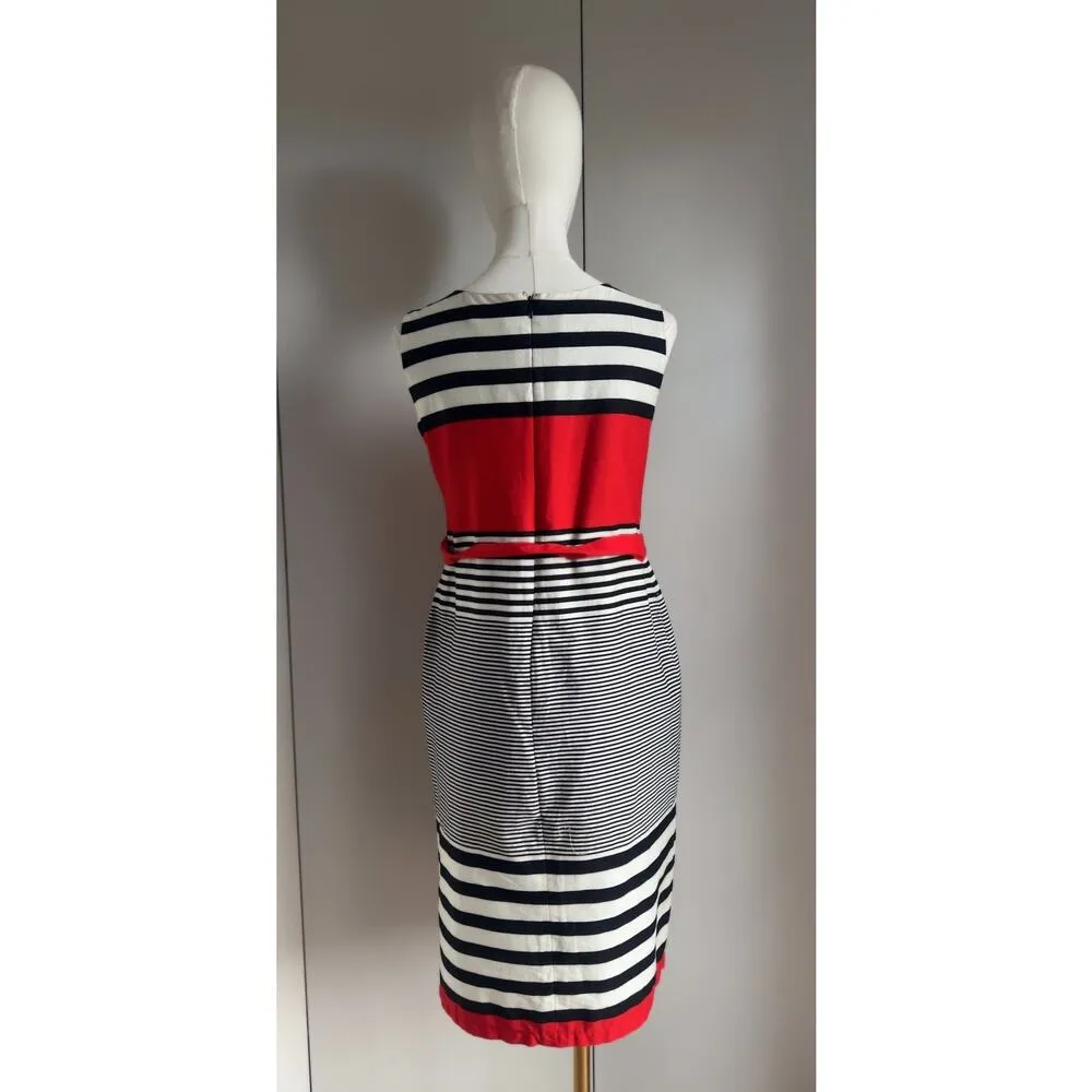 Vintage 80s does 60s Mod Mini Dress Striped Minimalist Black/White Size S/6 Red - Image 5