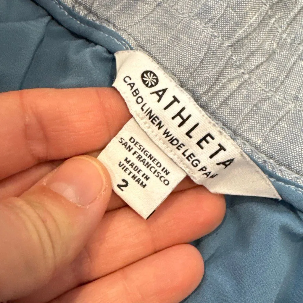 Athleta Cabo Linen wide leg pants Blue size 2 - Image 2