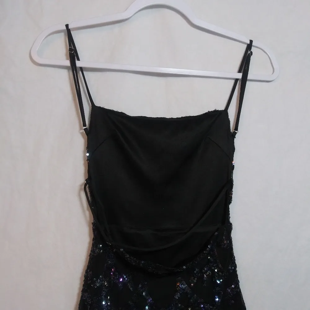 LUCY IN THE SKY Strappy Dress in Black Iridescence Party Dinner Formal Size XS - Image 5