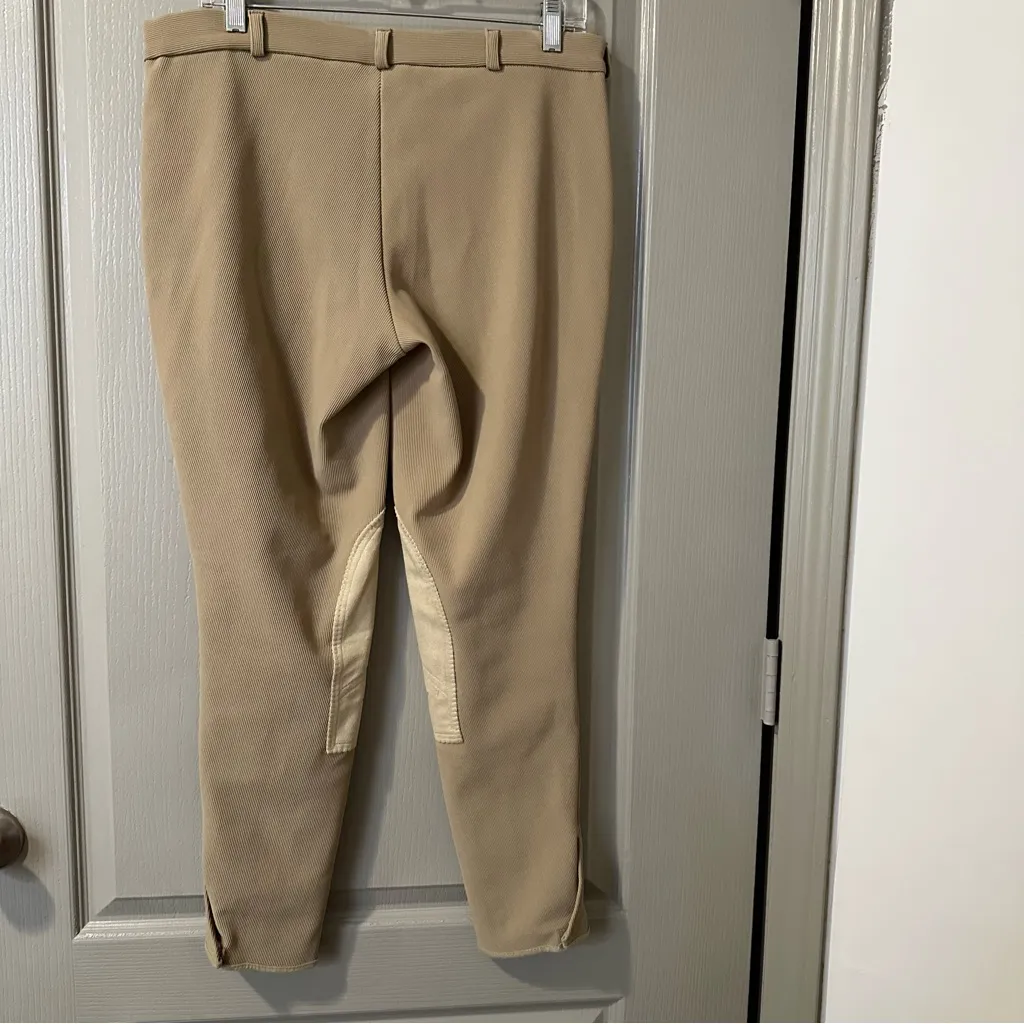 Tan Riding Pants with Knee Patches TuffRider Beige Neutral Front Zip - Image 2