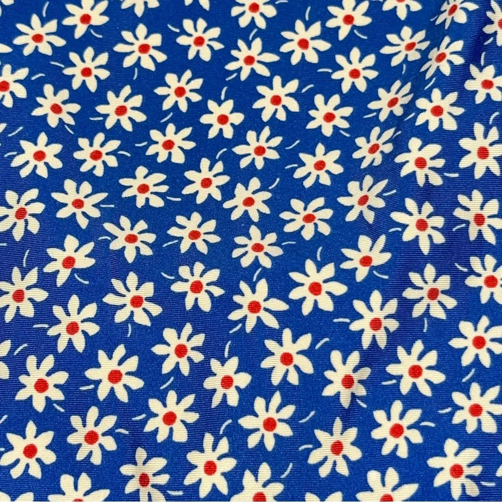 Madewell Plunging Scoopback One Piece Blue Mini Daisy Swimsuit size 4 - Image 8