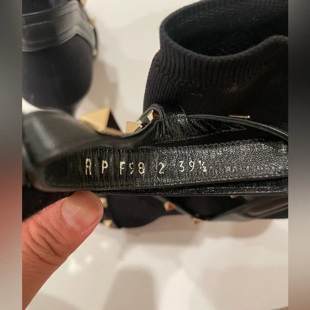 Valentino Garavani Black leather Rockstud Sock Ankle booties EU 39.5 - Image 4