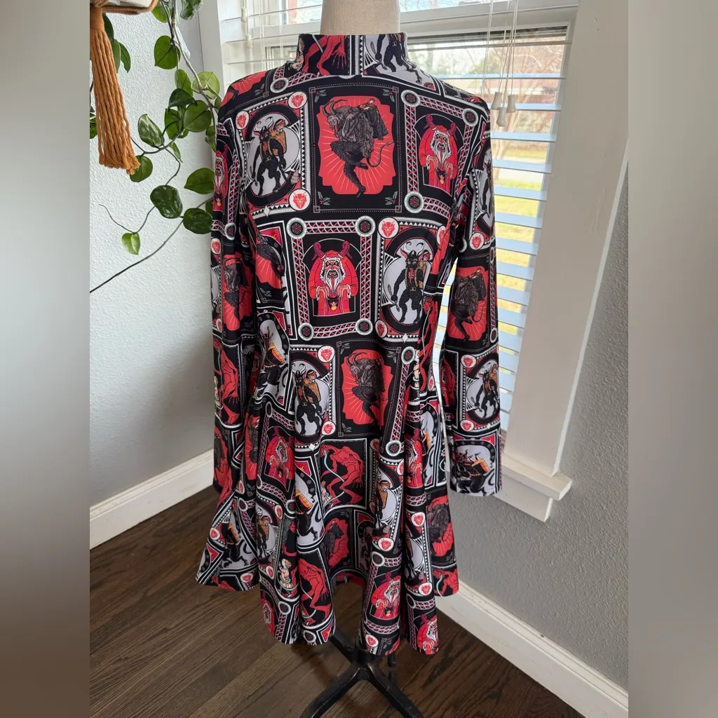 HTF BlackMilk Krampus Posters Long Sleeve Evil Mini Skater Dress Size XL Rare - Image 2