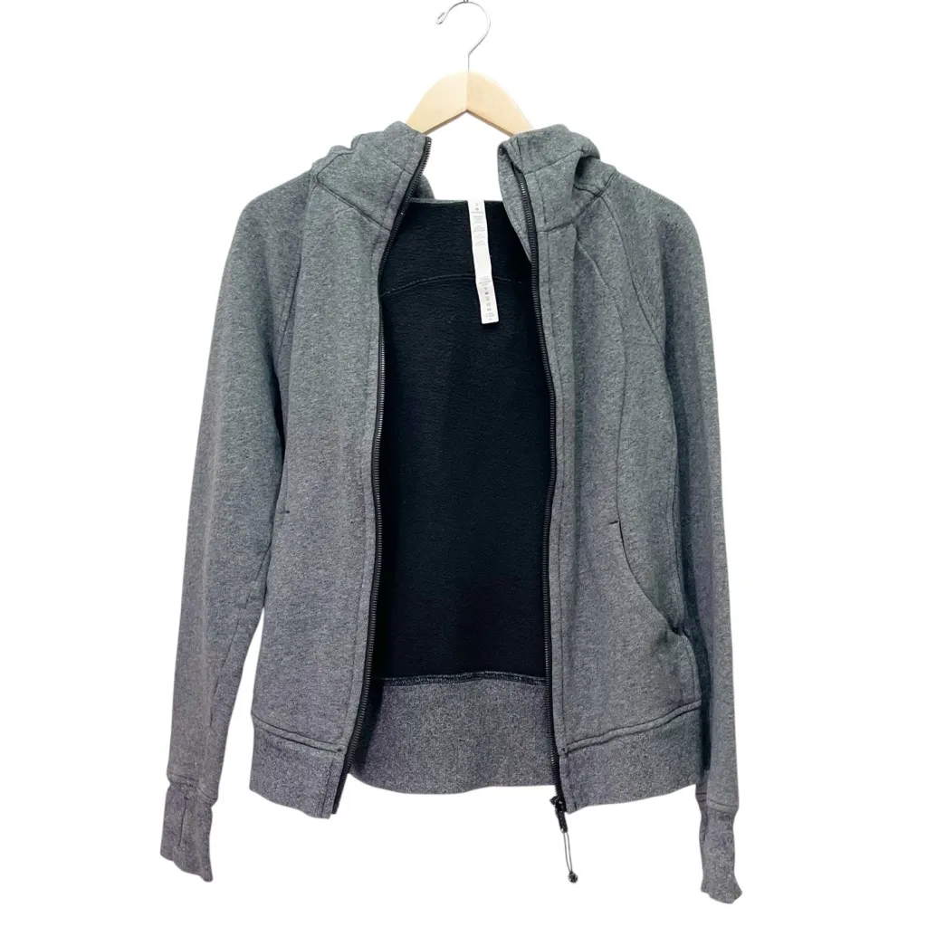 Lululemon Scuba Hoodie Light Cotton Fleece Heathered Speckled Black Gray Size 8 - Image 10