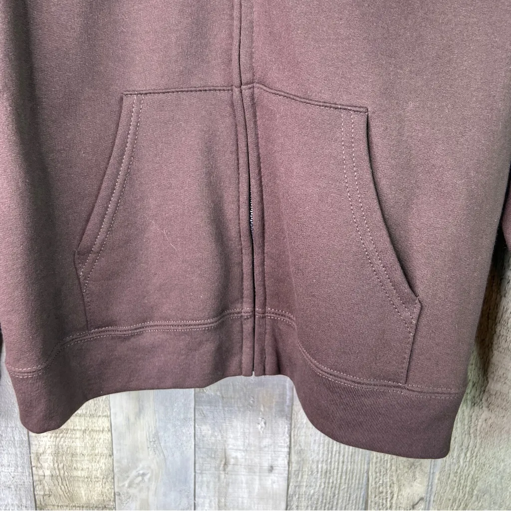 Vanity Fair Brown Large Long Sleeve Drawstring Hoodie Zip Front w/Pockets - Image 5