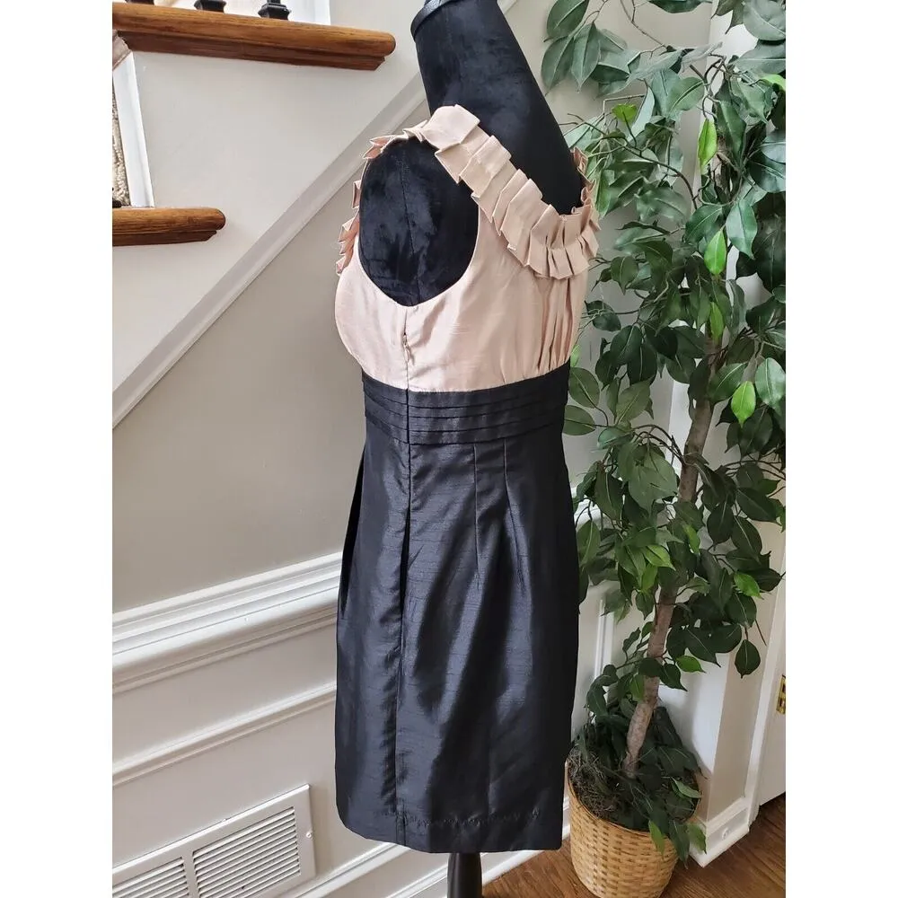 Jessica Howard Women's Black & Beige Round Neck Sleeveless Knee Length Dress 6P - Image 6