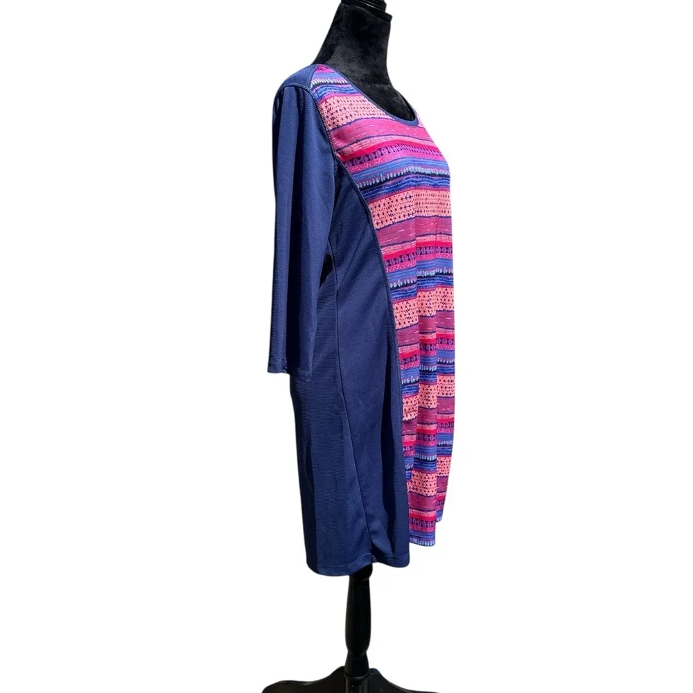 Vibrant Colorful Striped Boho Dress Large Reel Legends Freeline Activewear Tunic - Image 2