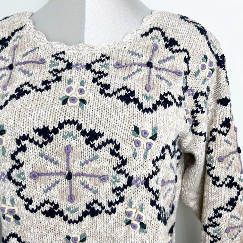 Vintage Paul Harris Design PHD Knitted by Hand Ramie blend Sweater Size Small Tan - Image 5