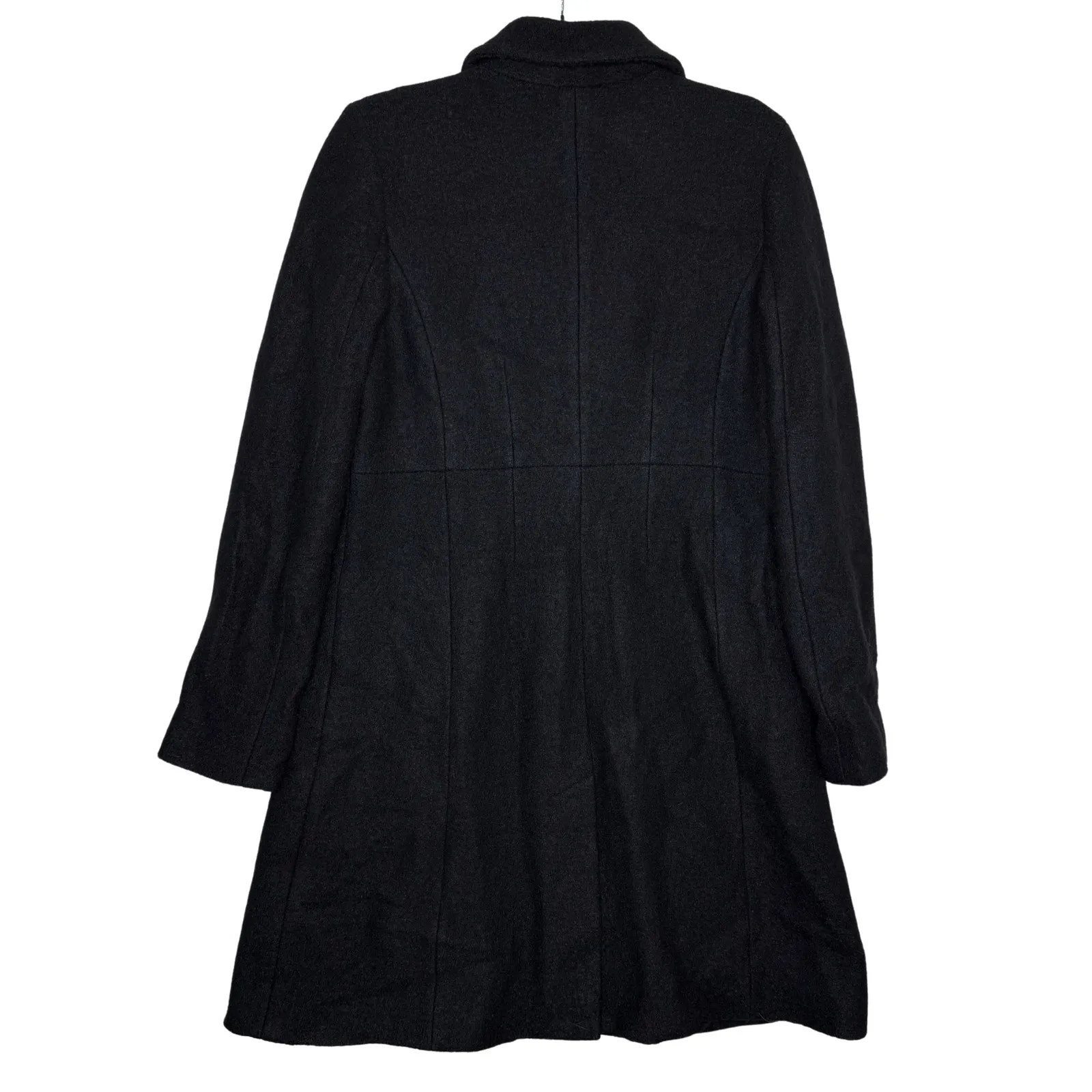 Lands' End Wool Blend Button Front Long Sleeve Lined Peacoat Size 10 Black Coat - Image 7