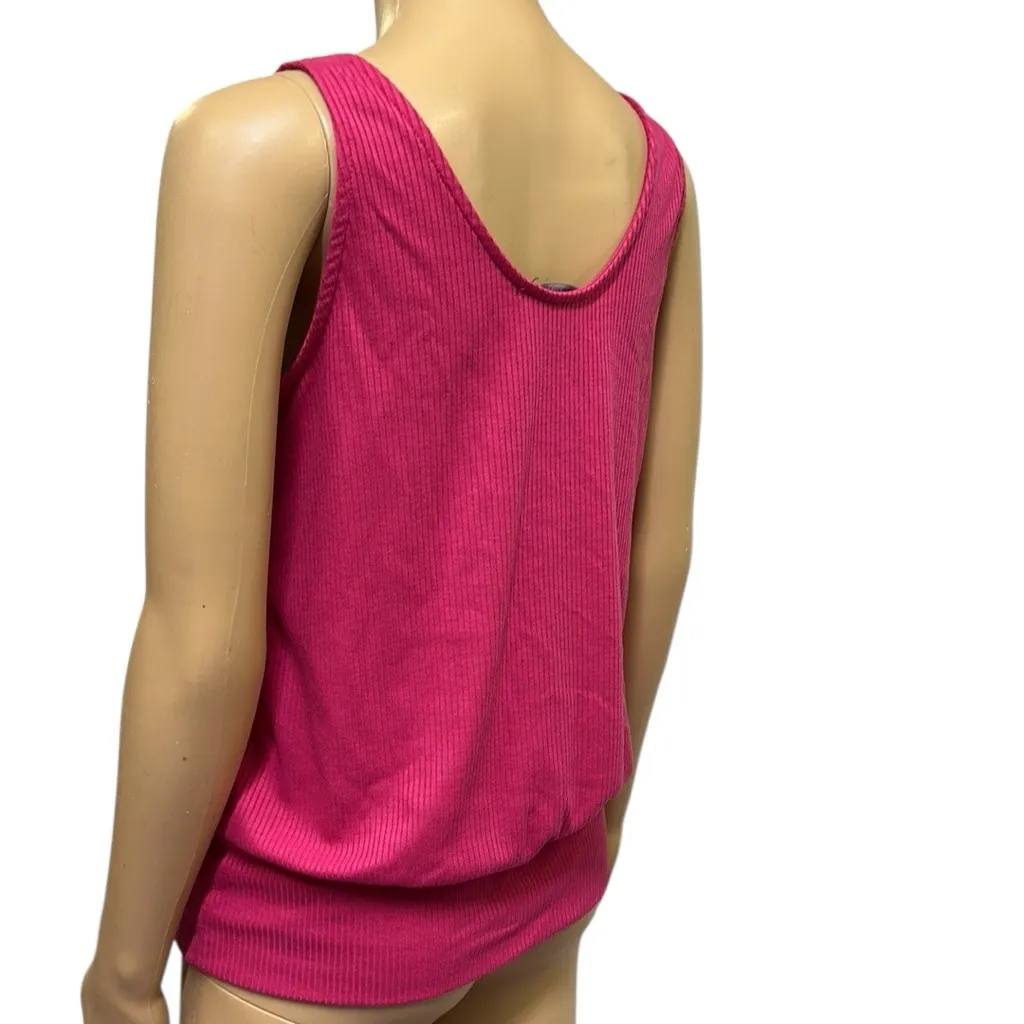 Boston Proper Rayon Blend Pink V Neck Ribbed Sleeveless Tank Top Womens Medium - Image 5