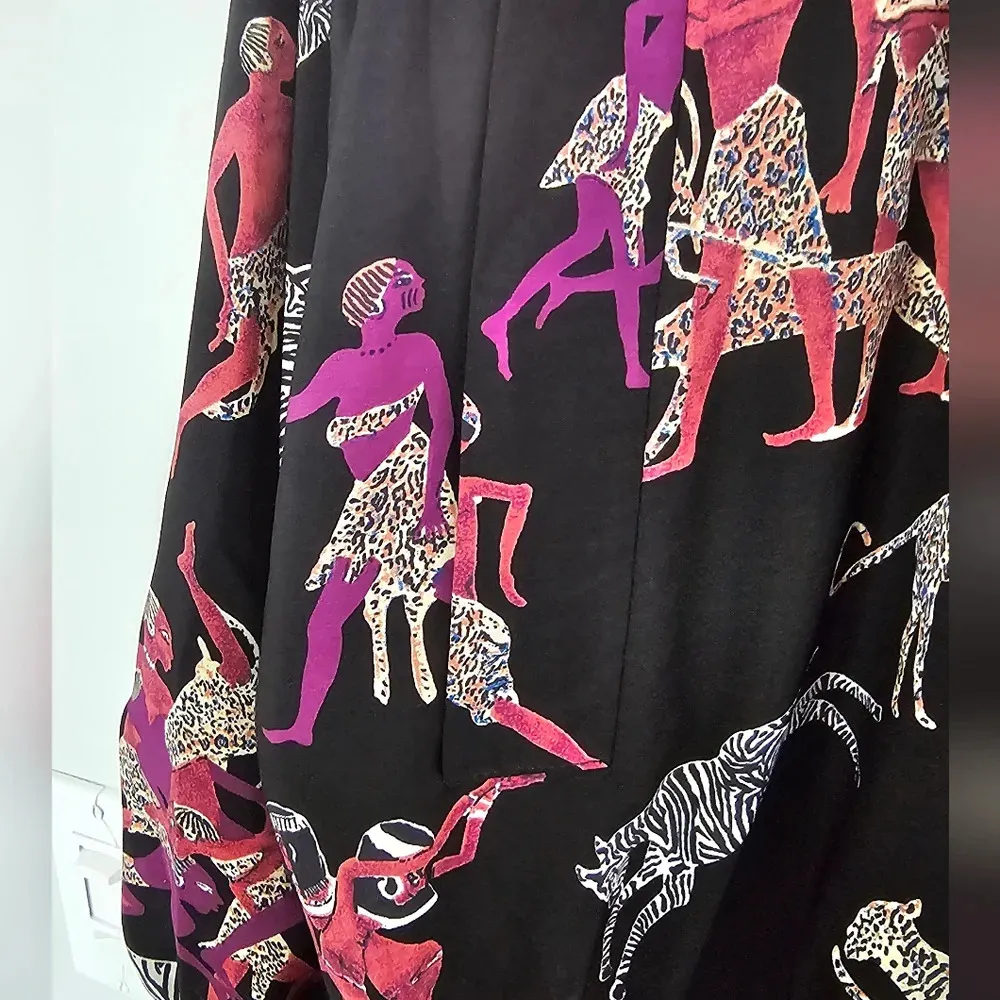 Via Ripatti Designs California Jacket African Print Zip Black Sz XL - Image 4