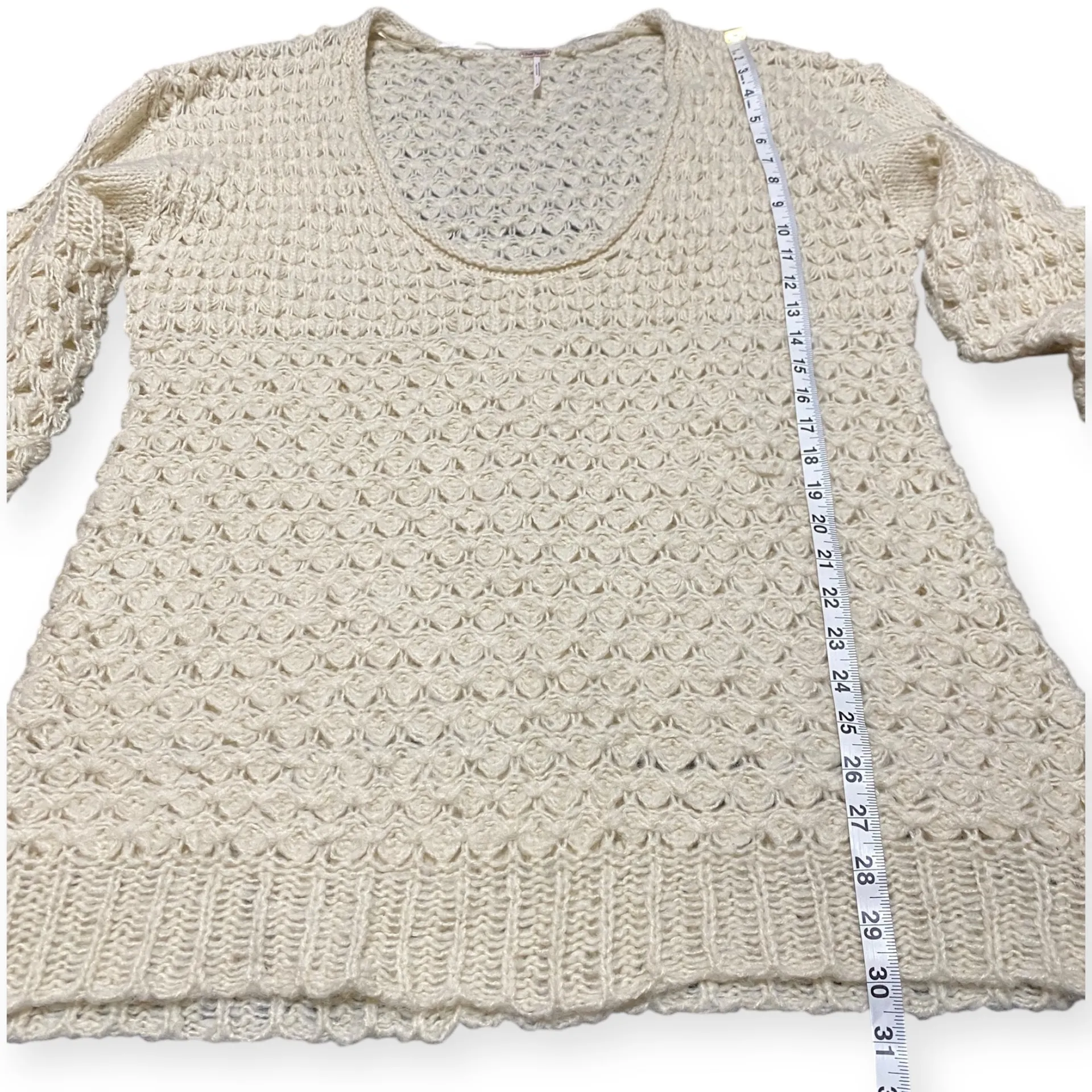 Free People Crashing Waves Knit Pullover Sweater Cream Size Large NWT - Image 7