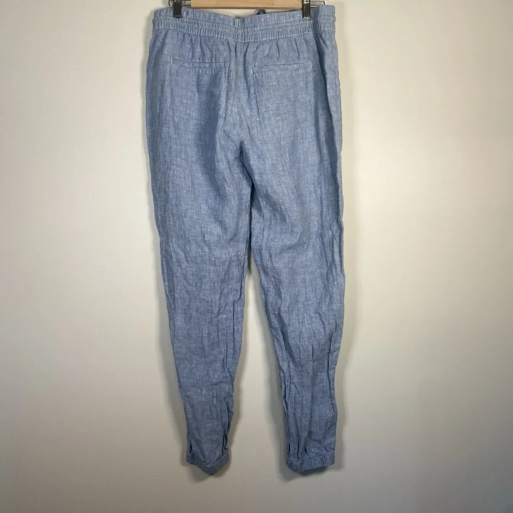 Athleta Cabo Linen Jogger Pants Chambray Blue Size 10 T Tall‎ Athleisure Sporty - Image 6