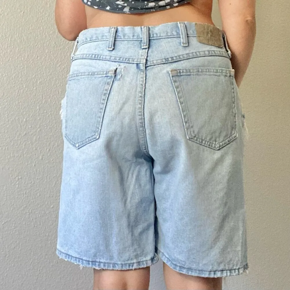 Vintage Wranglers Distressed Thrashed High Waisted Baggy Jean Shorts Size 34 - Image 5