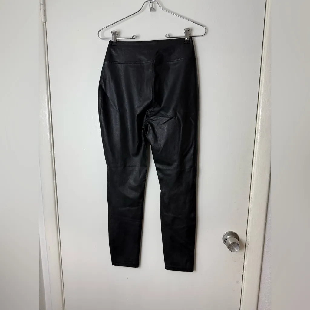 Tuckernuck black faux, leather high waisted wide waistband pants leggings. S - Image 8