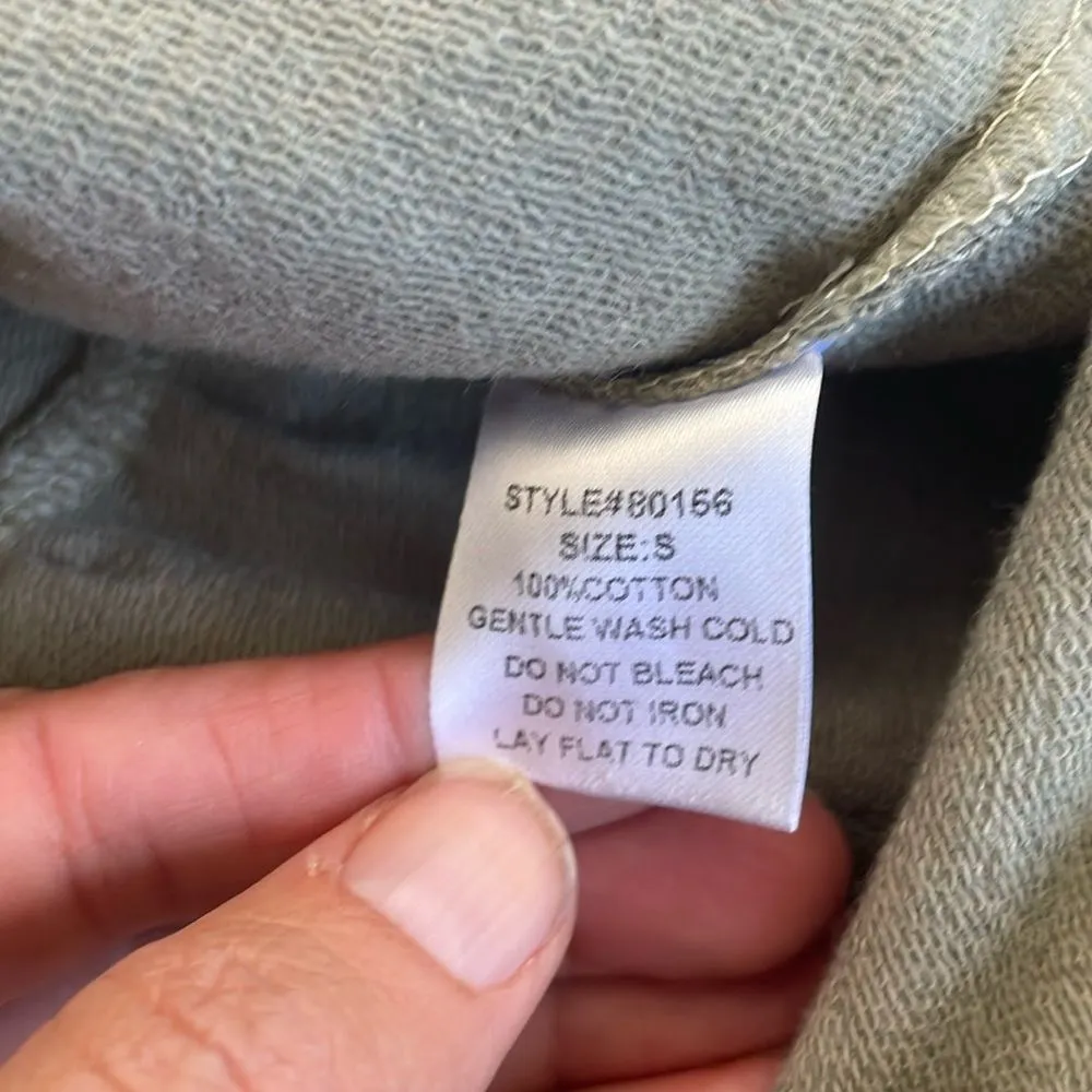 NWT Grade and Gather V Neck Hoodie Cropped Sweatshirt Light Green Size S - Image 7