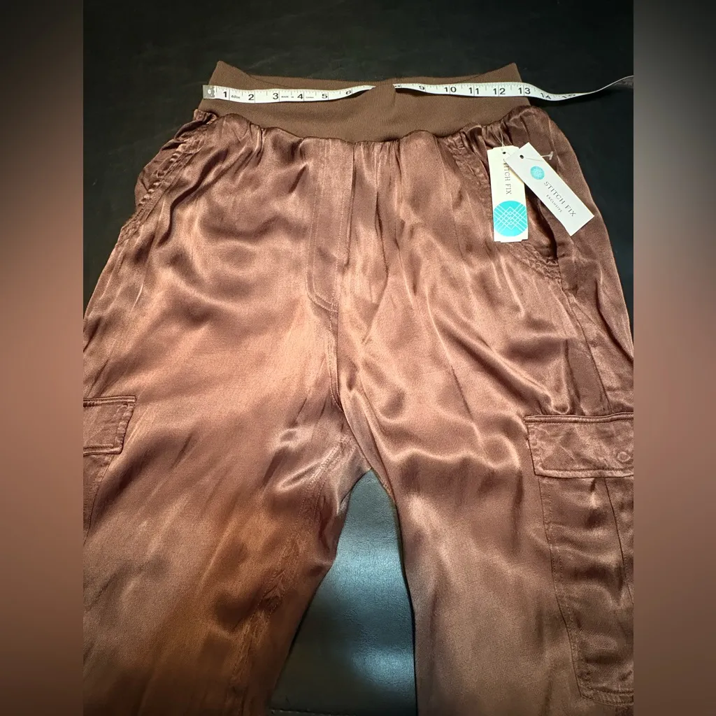 Pistola Rowan High Rise Washed Satin Straight Brown - M Stitchfix Exclusive NWT - Image 9