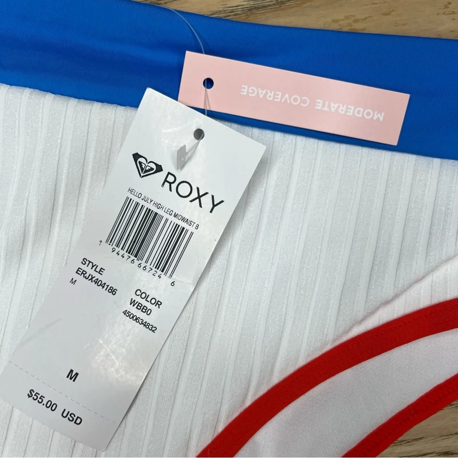 NWT Roxy Hello July High Leg Midwaist Bikini Bottoms Moderate Coverage Size M - Image 4