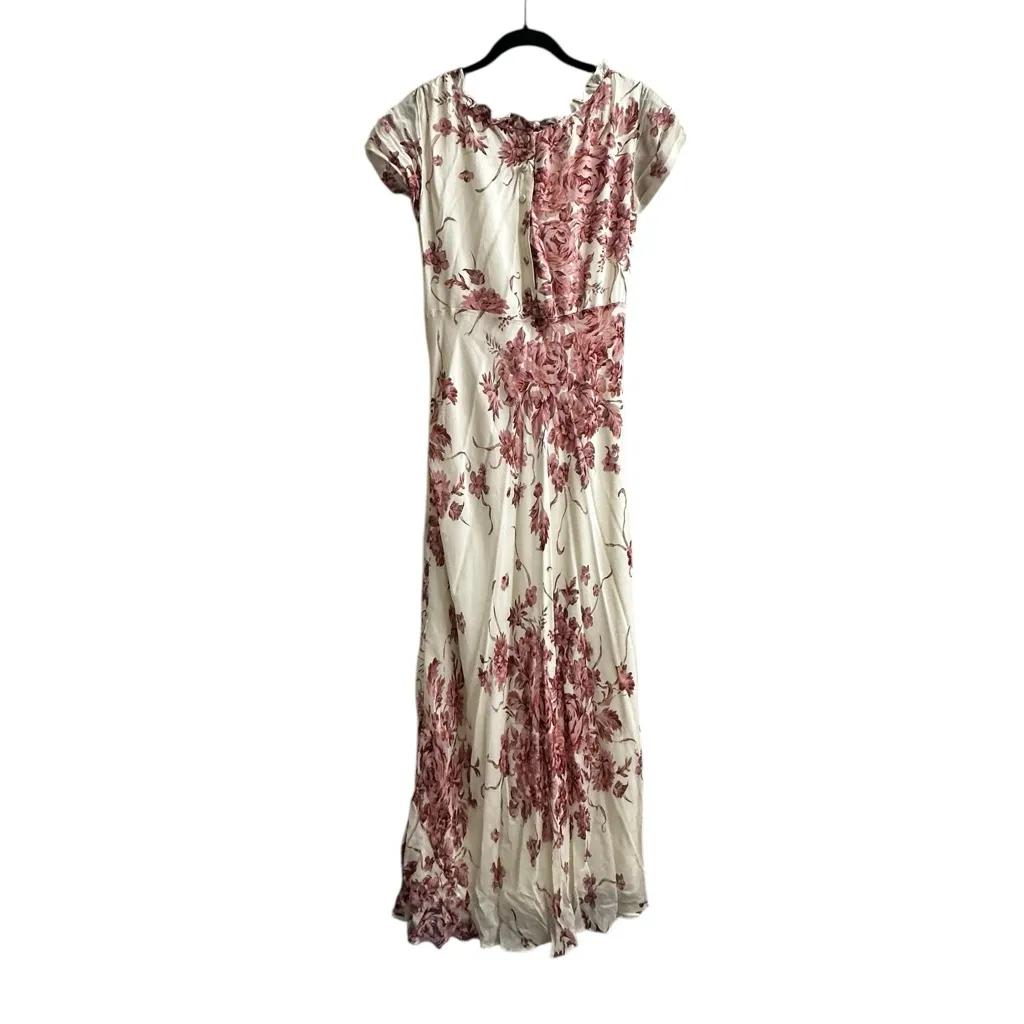 Vintage 80s Nostalgia Floral Babydoll Maxi Dress Whimsy Fairy Feminine Size M White Size M - Image 9