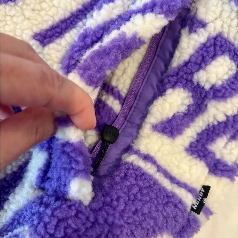 Nerdy Basic Logo Fleece Jacket in Purple and White Size M - Image 7