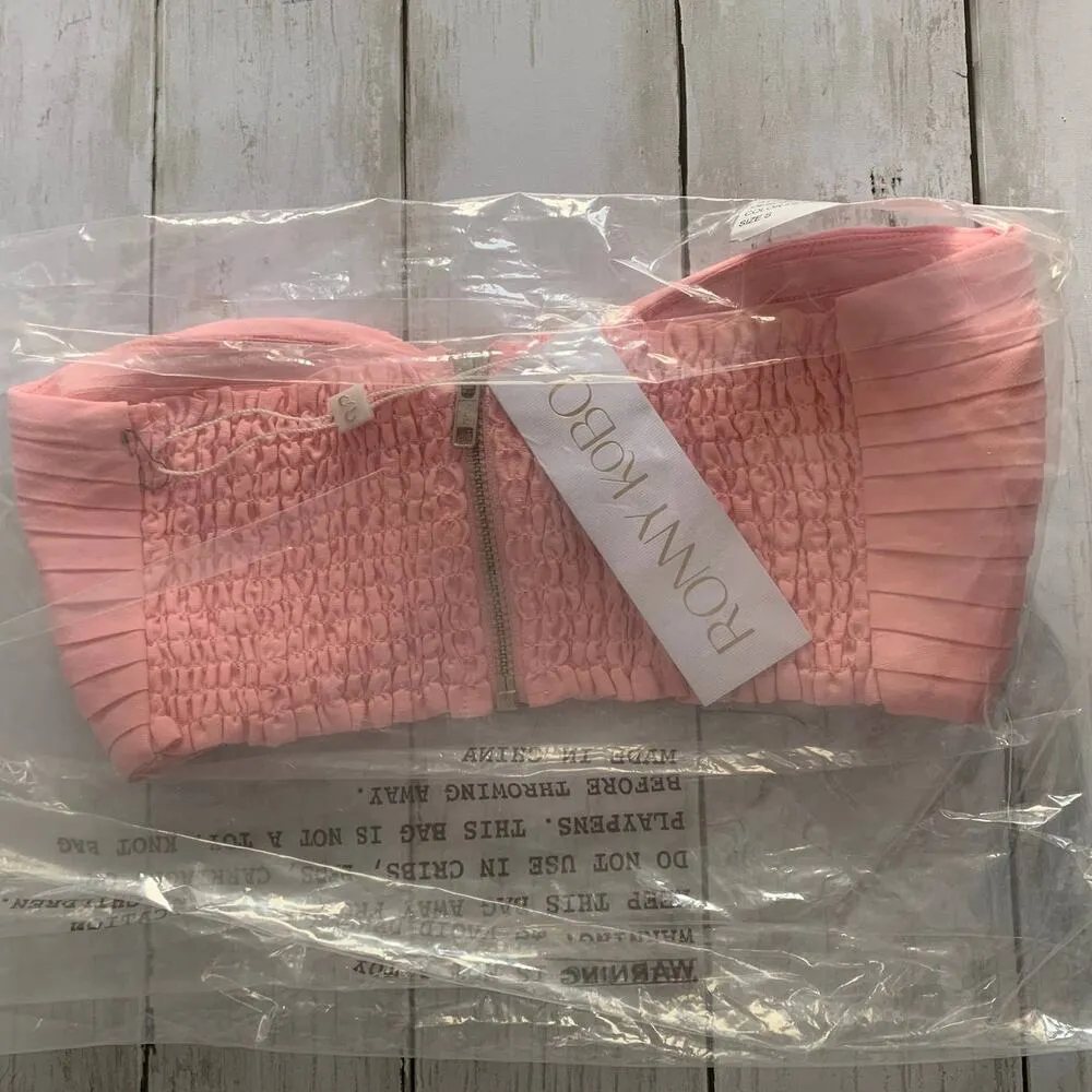 NWT Ronny Kobo Mayah Bandeau Crop Top in Petal Pink - Image 5