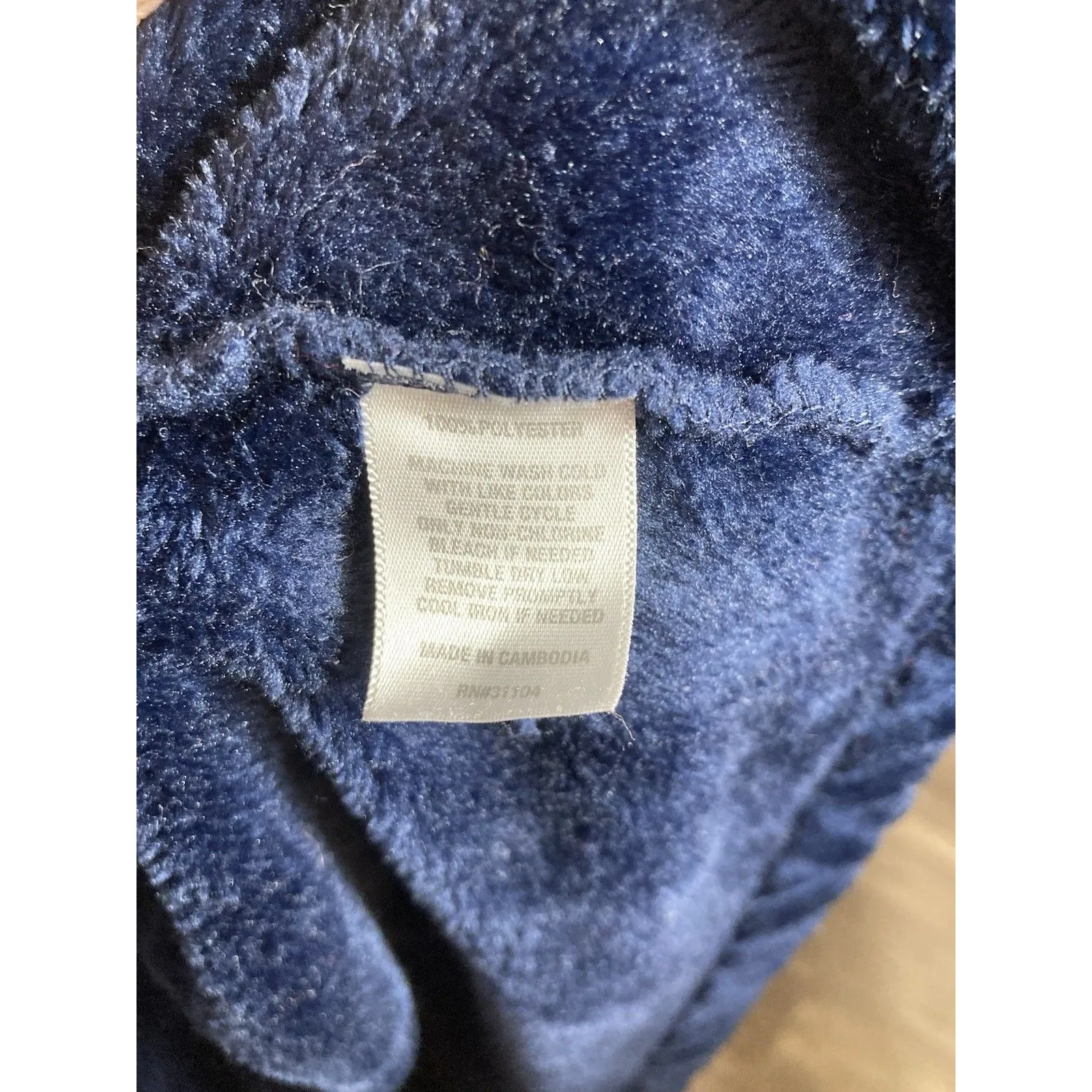 Kim Rogers Plush Fleece Velvet Robe S Zip Blue Herringbone Pockets Loungewear - Image 8