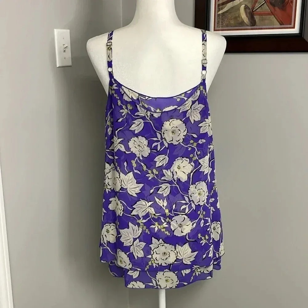 Cabi Nantucket Cami Size M Purple Floral Sleeveless Spaghetti Strap Feminine - Image 4