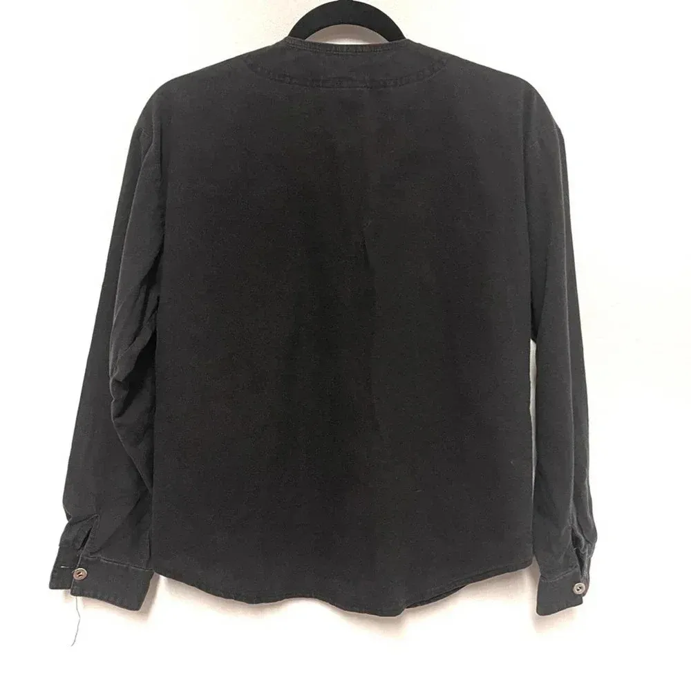 Rough Rider Fringe Black Denim Biker Long-Sleeve Button Down Shirt - Moto Bike - Image 3