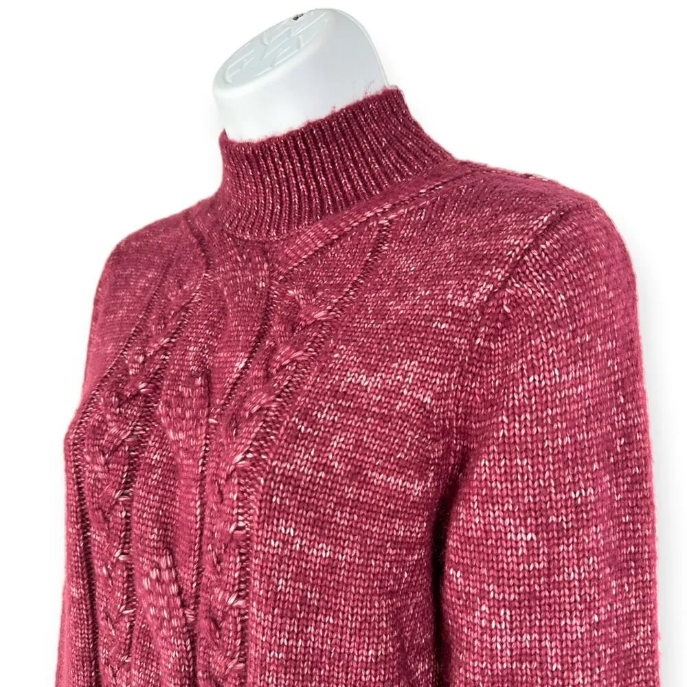 Banana Republic | NWOT | Small | Cranberry Speckled Cable Knit Mock Neck Sweater - Image 3