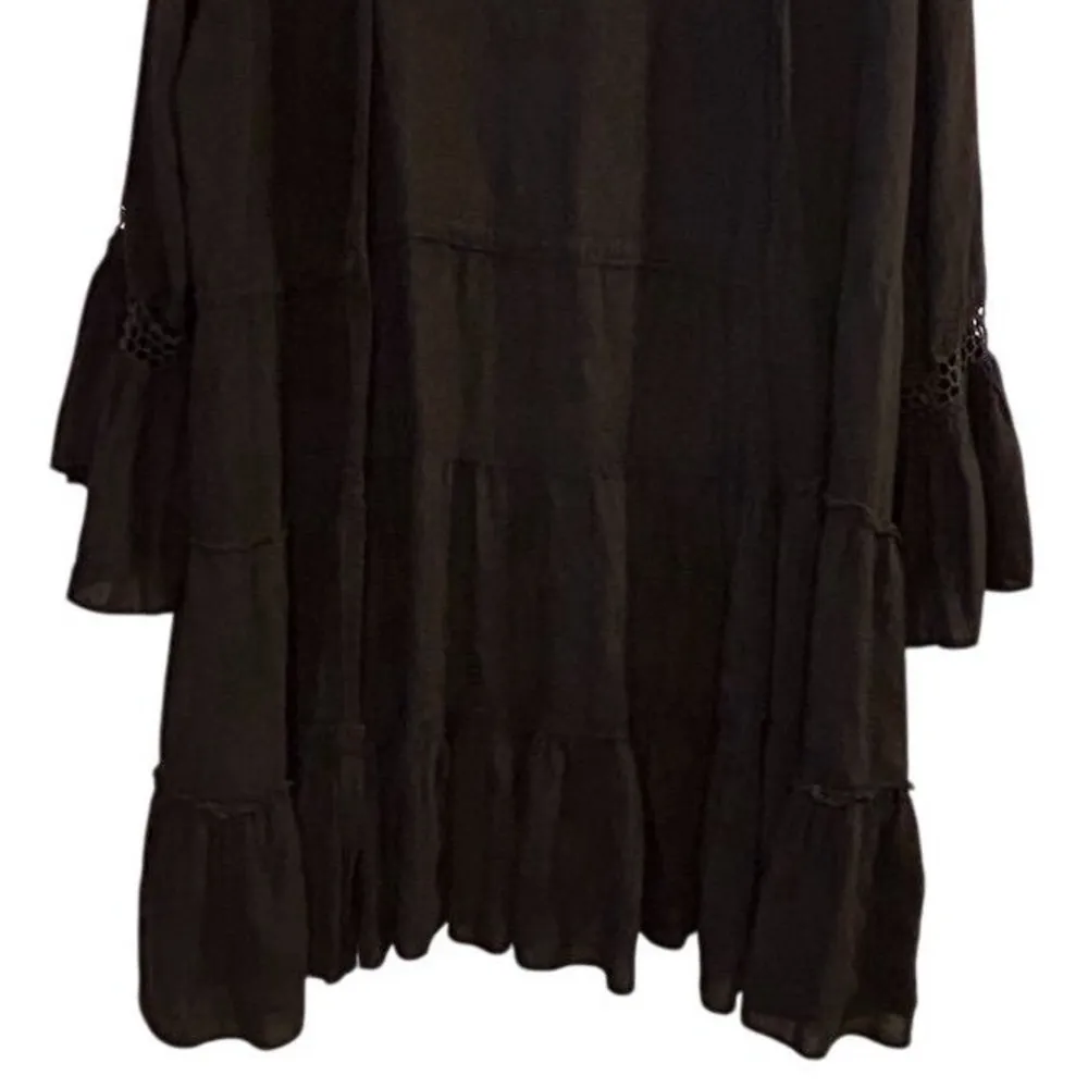 RAVIYA Women's Black Tiered Kimono Coatigan Size M Long Sleeve Casual Size M - Image 3