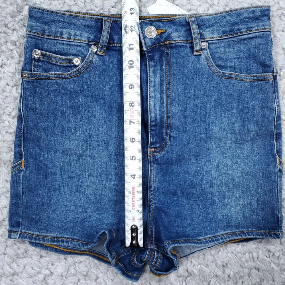 Asos High Rise Lift and Contour Jean Shorts Mid Blue Stretch US 6 UK 10 Shortie - Image 11