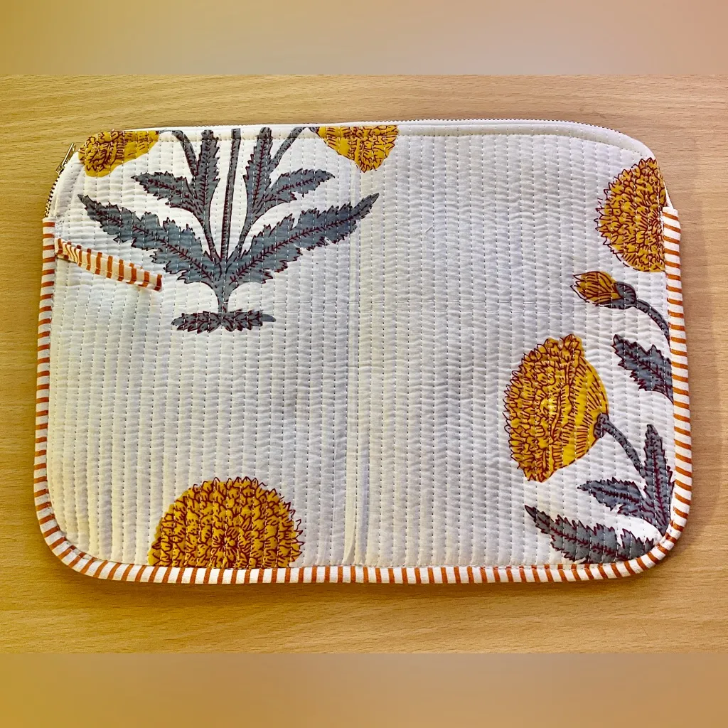 NWOT Quilted Floral Pouch White - Image 2