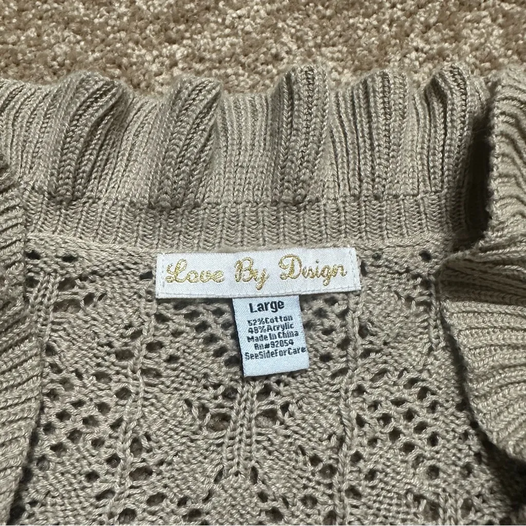 Love by Design Shrug Bolero Crochet Cardigan Womens Size Large Beige Cottagecore - Image 5