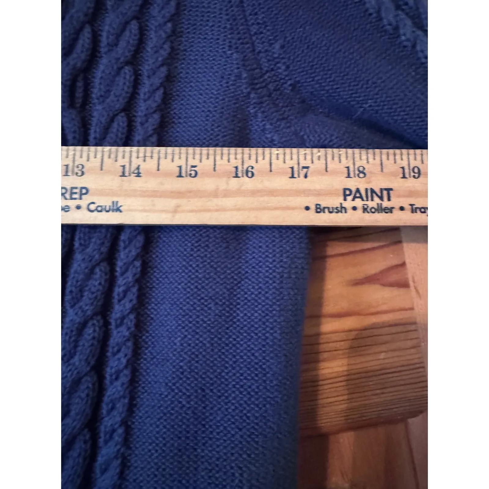 LLBean Navy Blue Cable Knit Full Zip Mock Neck Sweater Medium - Image 5