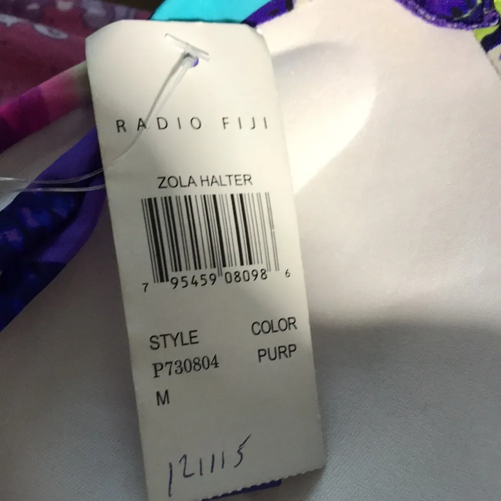Radio Fiji Zola Halter Bikini Swim Top Multi Color Print Sz M NWT Size M - Image 4