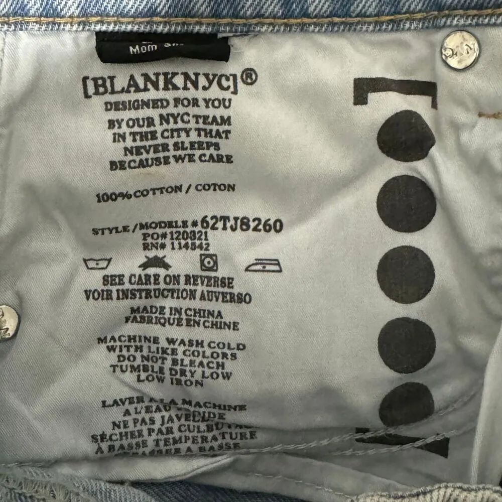 BLANK NYC The Perry Mom Jeans Shorts Light Wash Denim High Waist Cuff NWT 29 - Image 5