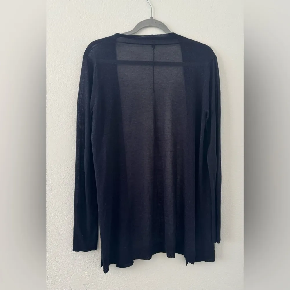 Margaret O’Leary Navy Rayon Blend Lightweight Open Front Cardigan Sz Med *read - Image 2