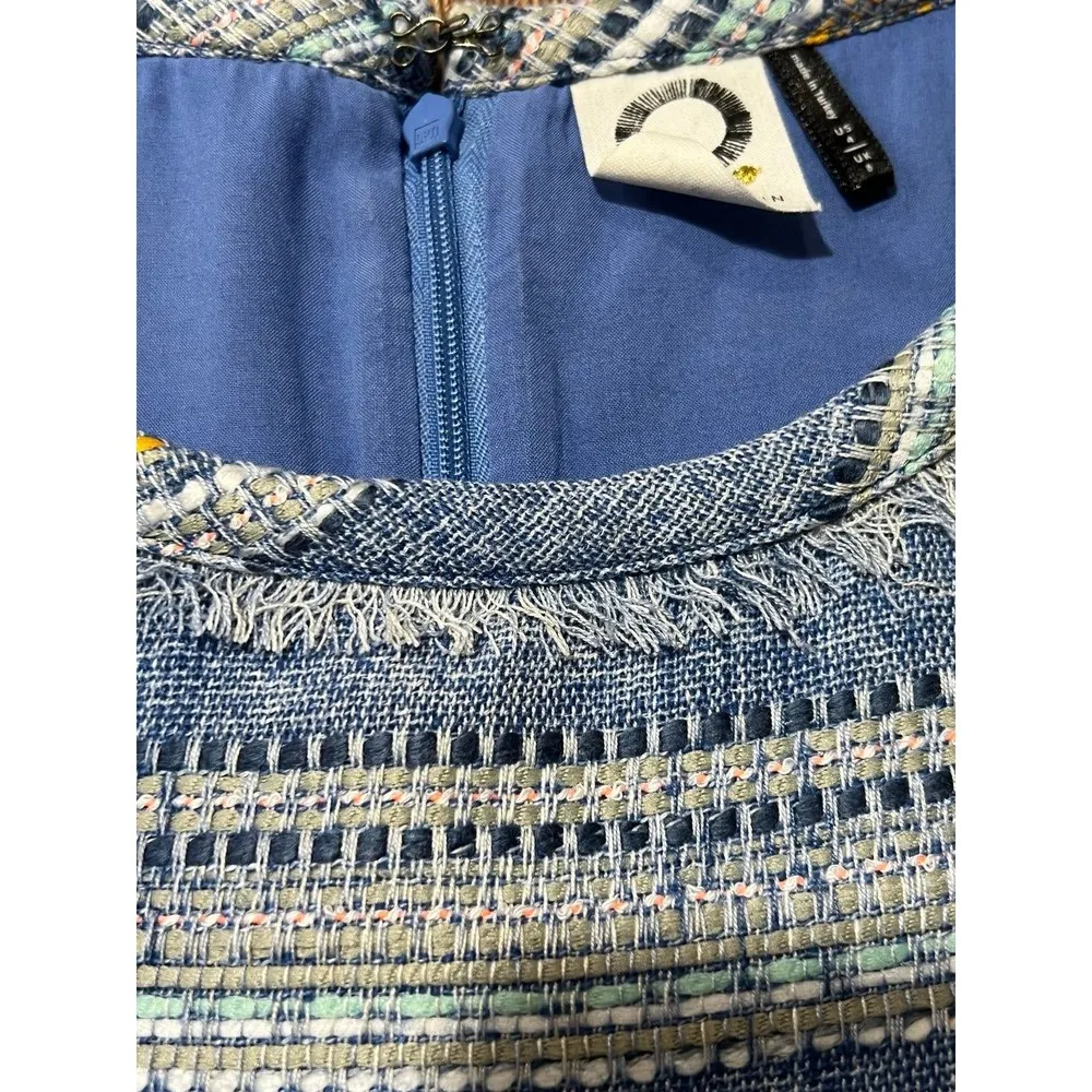 Anthropologie Akemi + Kin Tweed Shift Dress Sleeveless Blue Striped Sz 4 - Image 3