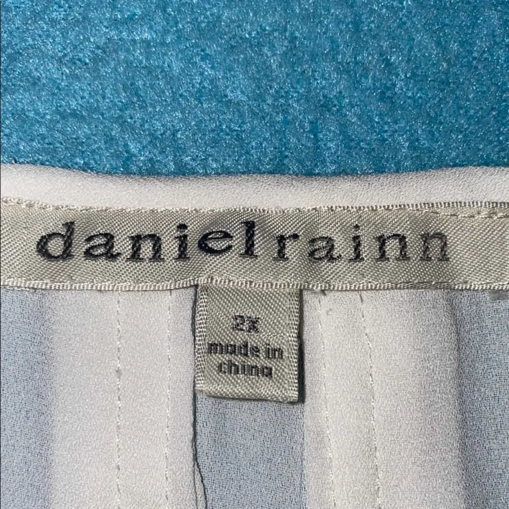 DANIEL RAINN pleated semi sheer sleeveless top hidden abalone buttons size 2X - Image 4