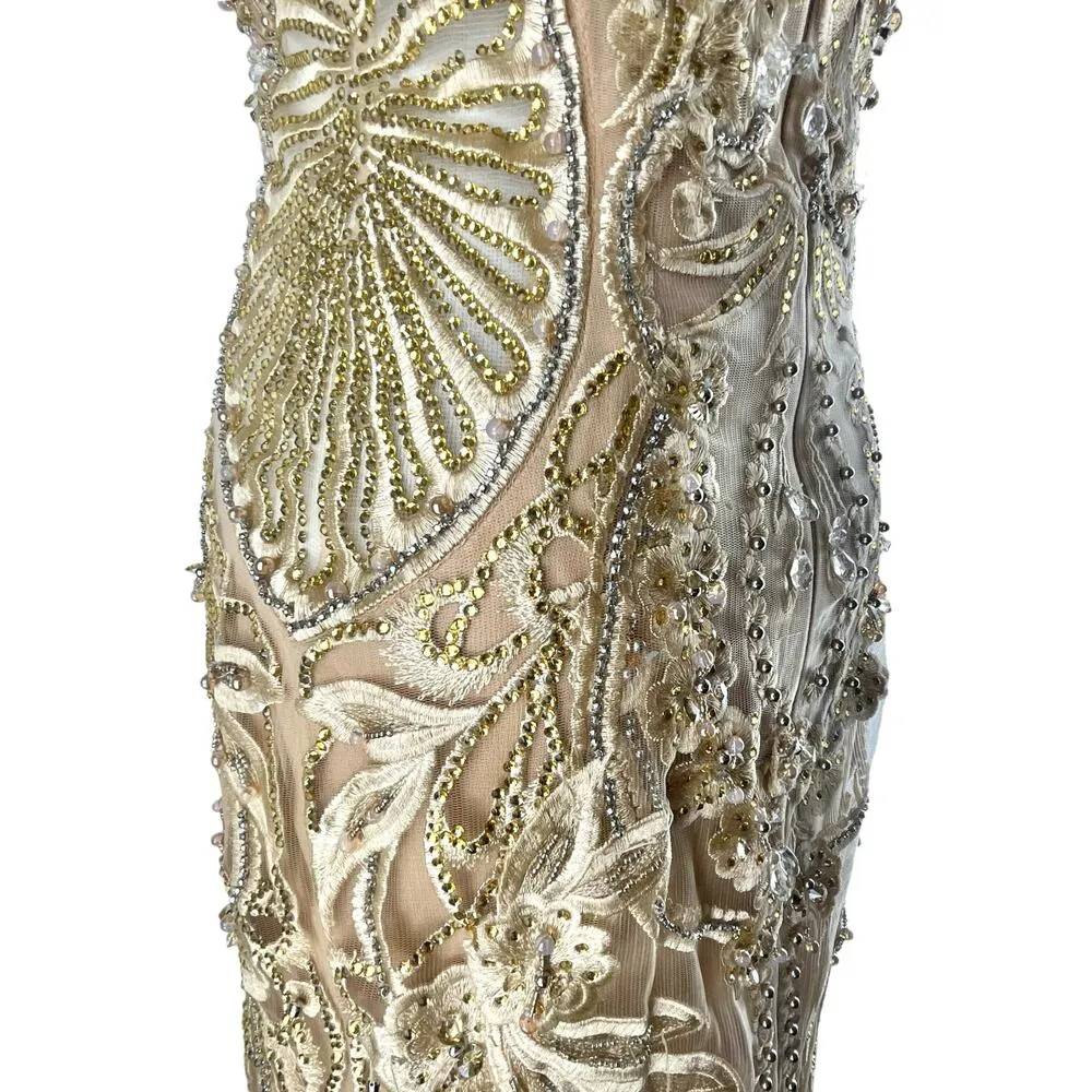 Terani Couture Pageant Gown Evening Dress Champhgne 1822GL7514 Size 14 - Image 11