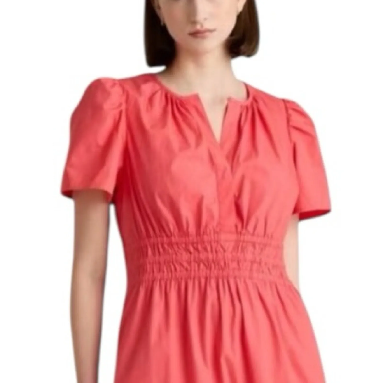 Quince Maxi Dress V-neck Smocked Tiered Coral Pink Cotton Poplin Women’s Size XL - Image 7