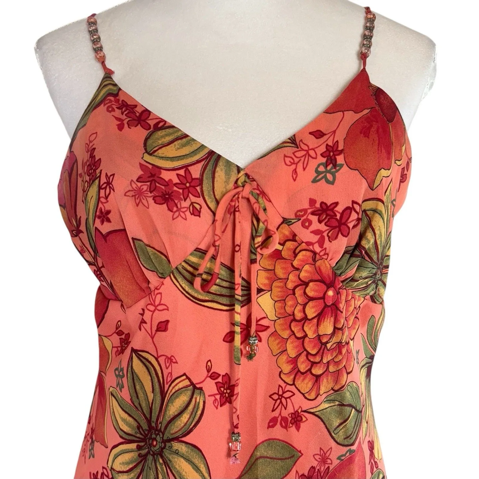 Vintage Sheer Midi Slip Dress Size 10 Babydoll Empire Floral Fairy Milkmaid Y2K - Image 2