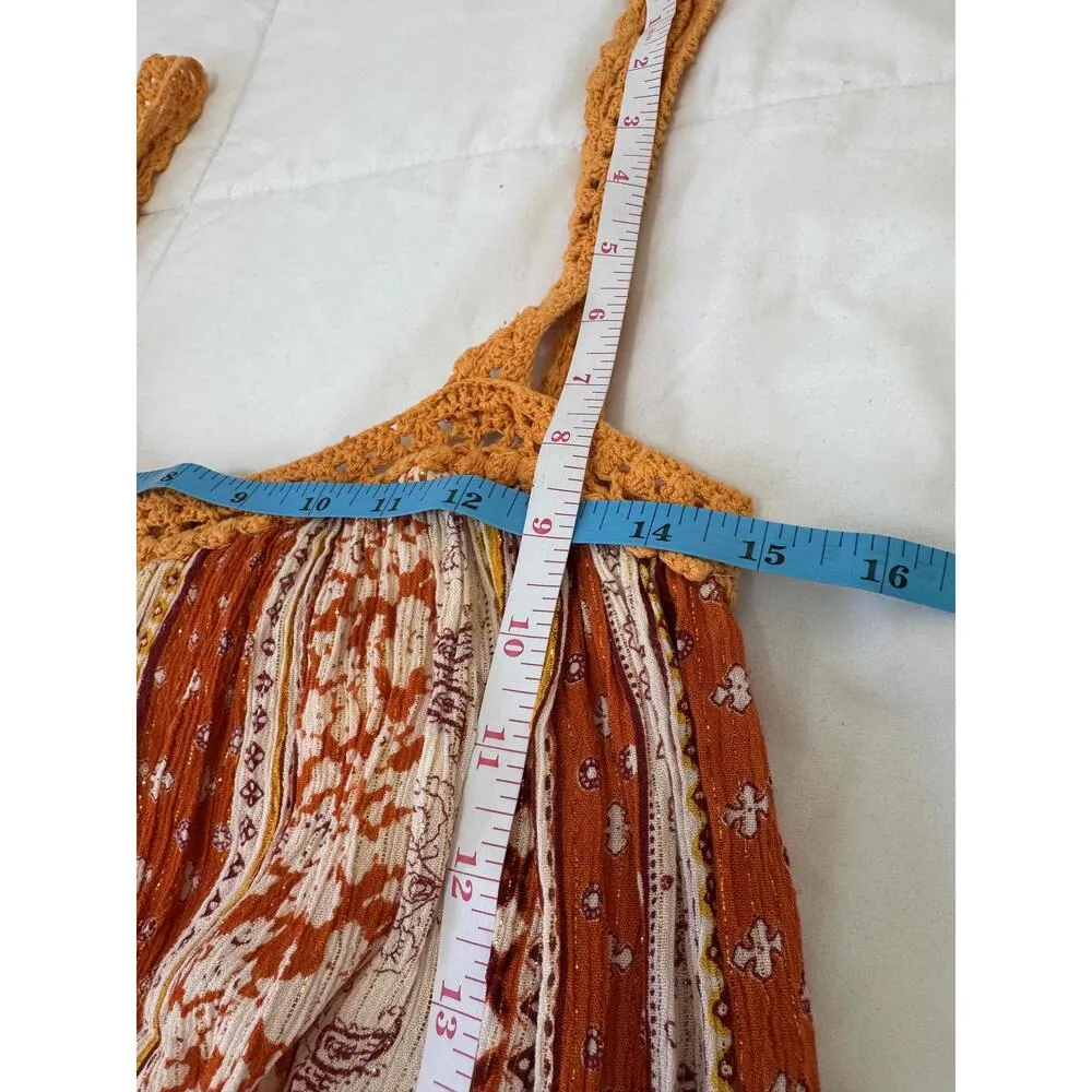 Raga Orange Striped Sleeveless Patterned Maxi Dress With‎ Embroidered Trim XS - Image 2