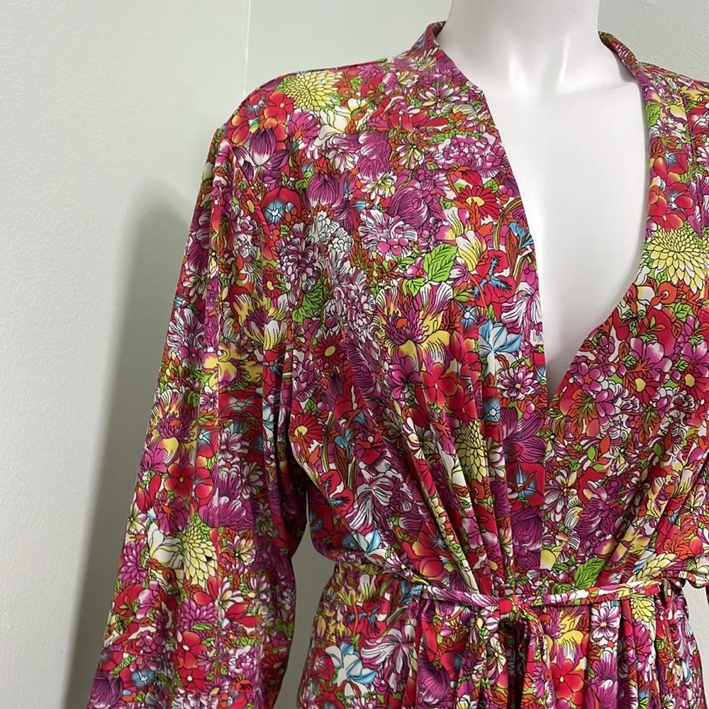 Josie Natori Rainbow Floral Open Front Robe - Image 2
